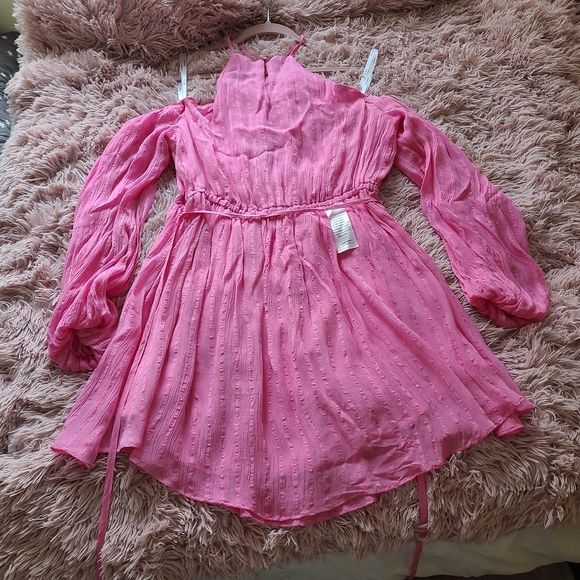 Nwt Ever New Anya Pink Cold shoulder mini dress - Picture 8 of 12